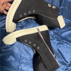 Rick Owens Black and White High-Top Sneakers
